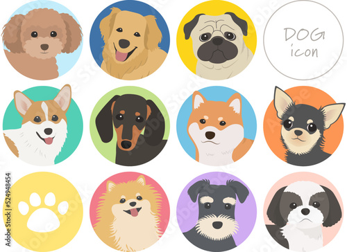 色んな犬種のアイコンセット2_ベクターイラスト