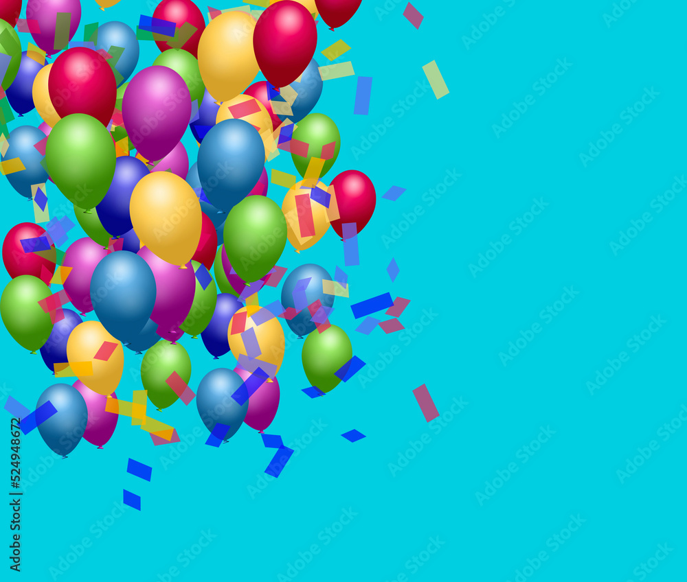 Party balloons and confetti background 3-d illustration. Party balloons and confetti background 3-d illustration.