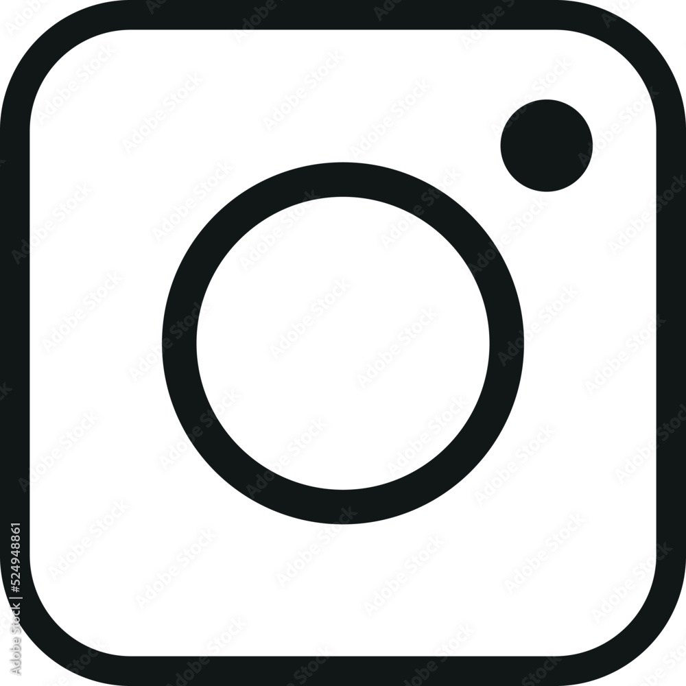 Black minimalistic Instagram logo with transparent background. Stock