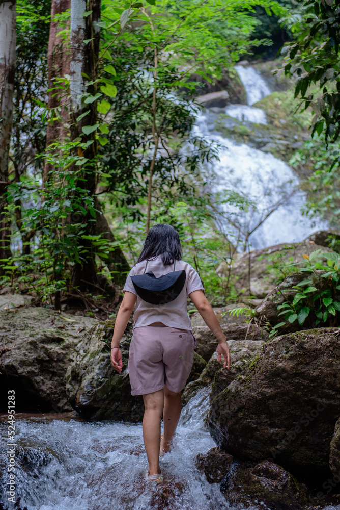 A vacation to a waterfall in the middle of the forest in the high valley. A vacation to a waterfall in the middle of the forest in the high valley.