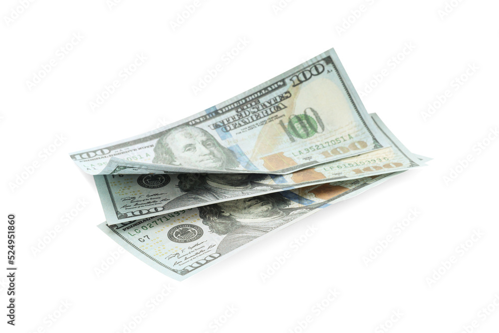 Dollar banknotes isolated on white. American national currency Dollar banknotes isolated on white. American national currency