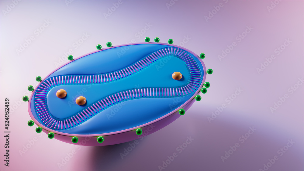 Monkeypox Virus Visualization with 3D Cell Structure. 3D Render with ...