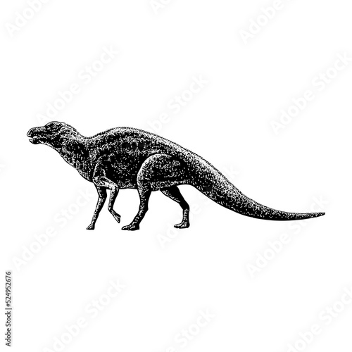 Maiasaura hand drawing vector illustration isolated on background