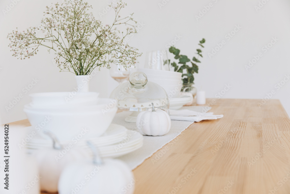 Thanksgiving table setting, tableware and decor, decoration, family holiday. Autumn mockup. Thanksgiving table setting, tableware and decor, decoration, family holiday. Autumn mockup.