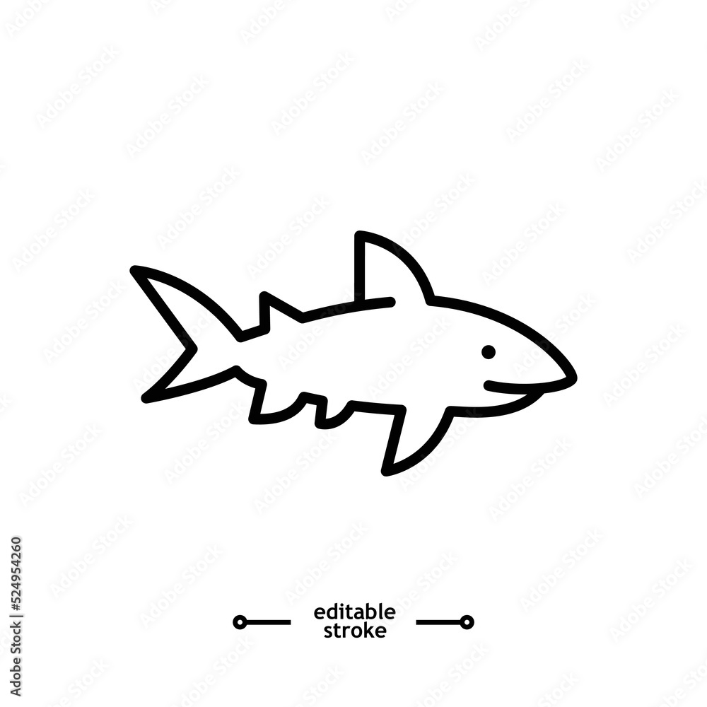 Shark icon. Sea dangerous predator. Angry animal vector, sign, symbol, logo, illustration, editable stroke, flat design style isolated on white linear Shark icon. Sea dangerous predator. Angry animal vector, sign, symbol, logo, illustration, editable stroke, flat design style isolated on white linear