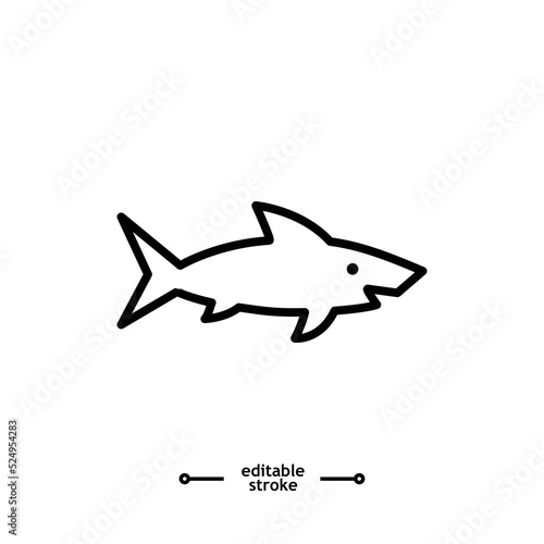 Shark icon. Sea dangerous predator. Angry animal vector  sign  symbol  logo  illustration  editable stroke  flat design style isolated on white linear