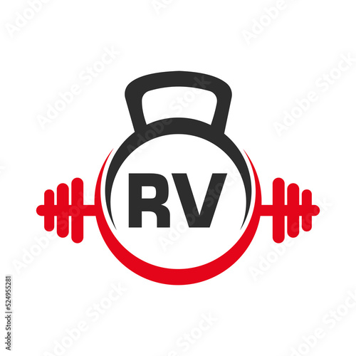 Letter RV Fitness Gym Logo Concept. Fitness Logo Symbol Vector Template