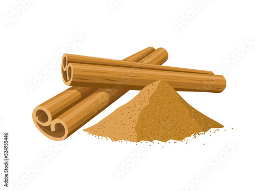 Vector illustration, cinnamon stick roll, isolated on a white background.