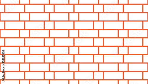 Brick wall repeating outline pattern in orange color, PNG Transparent Background