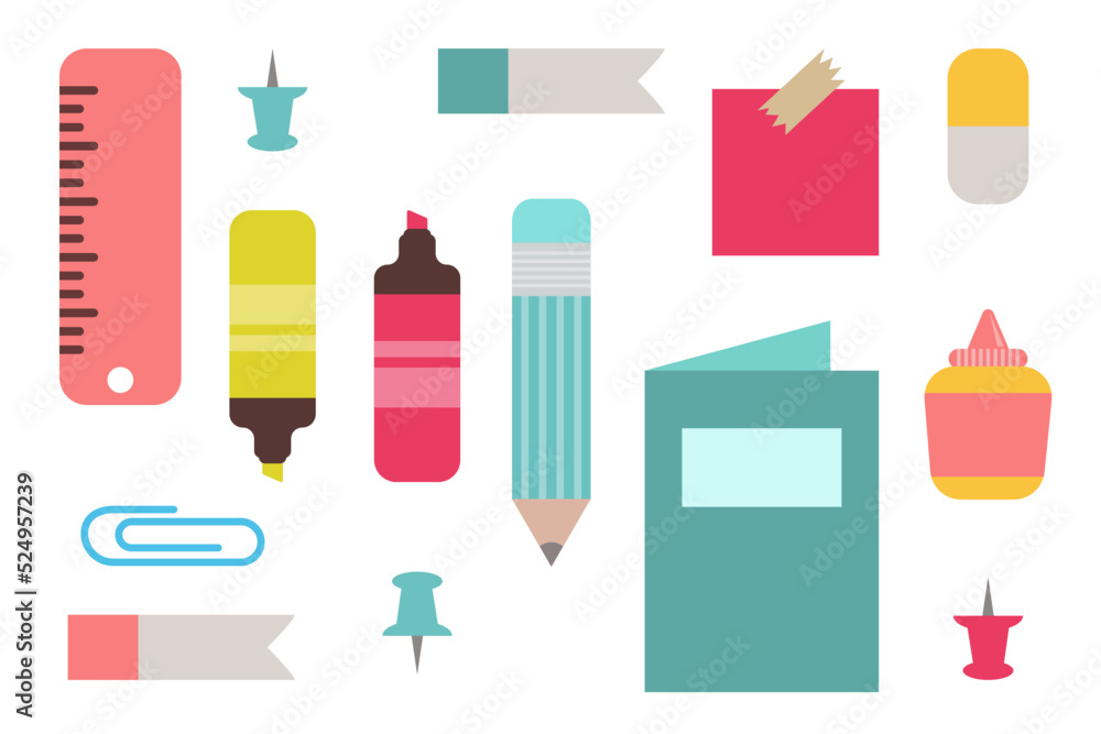 flat vector design stationery items
flat vector design stationery items