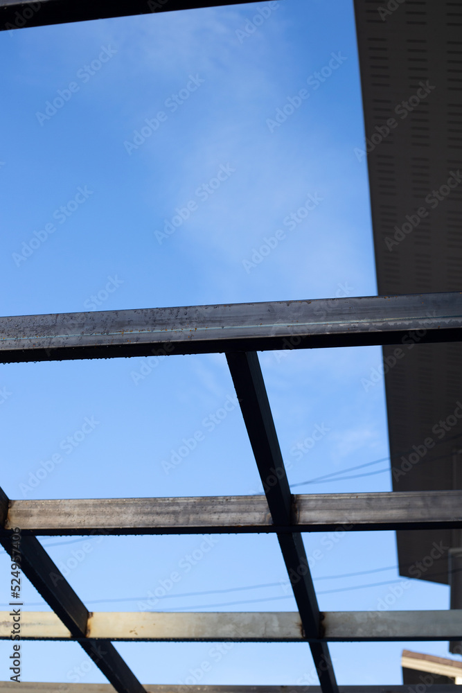 Steel roof structure. Build a room addition Steel roof structure. Build a room addition
