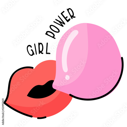Beautiful doodle sticker of blowing bubble 