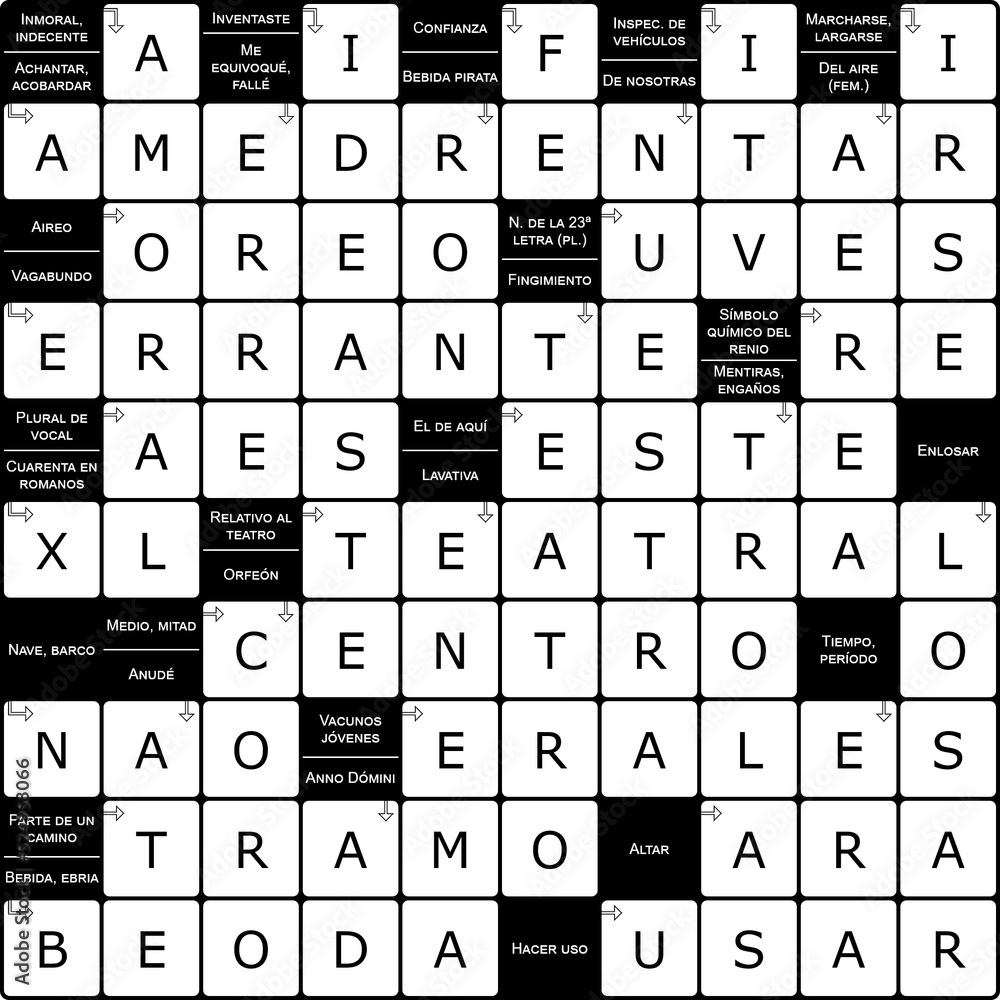 Crucigrama autodefinido con solución 10x10 22/08/2022 Stock
