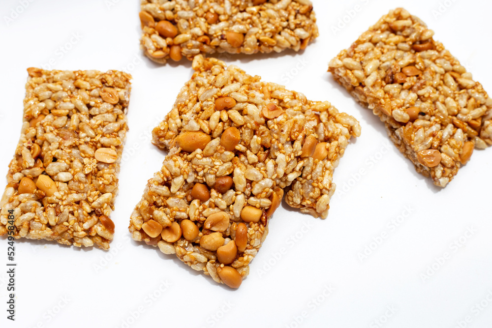 Krayasart, Thai crispy rice, peanut and sesame cereal bar Krayasart, Thai crispy rice, peanut and sesame cereal bar