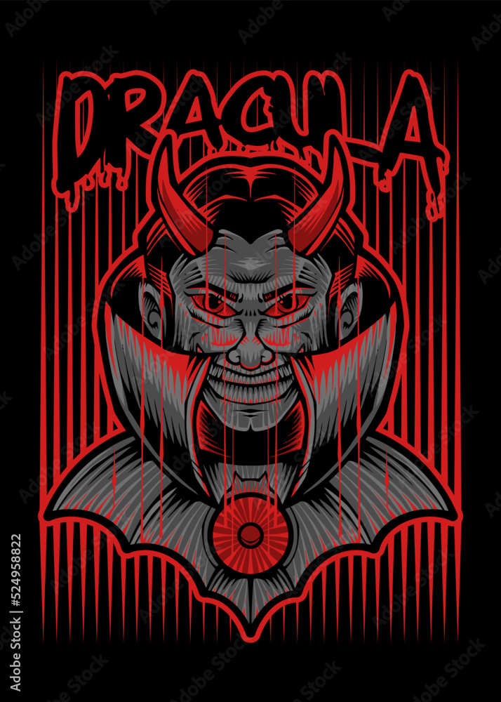 Scary Dracula Vector Japanese Illustration Style Isolated. Editable Layer and Color. Dracula for Halloween Event. Scary Dracula Vector Japanese Illustration Style Isolated. Editable Layer and Color. Dracula for Halloween Event.