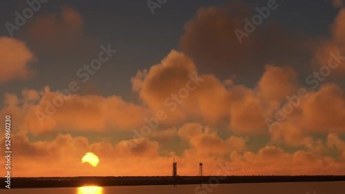 Aerial sunset view of Launch Pad 39A Kennedy Space Center, Florida. United States photo