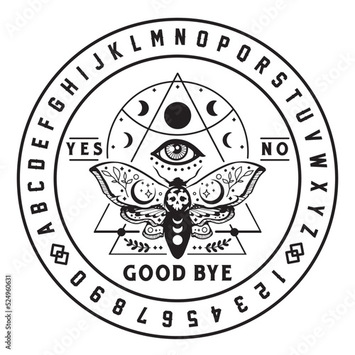 Ouija board with Death's Head Moth photo