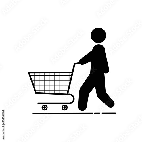 People pushing shopping cart icon