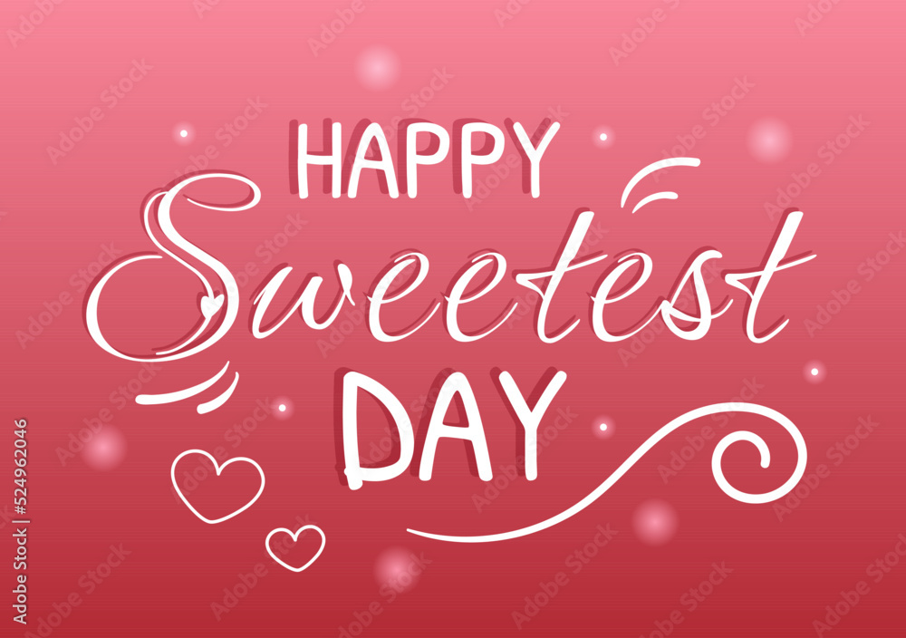 Happy Sweetest Day on 21 October Sweet Holiday Event Hand Drawn Cartoon Flat Illustration with Cupcakes and Candy in a Pink Background