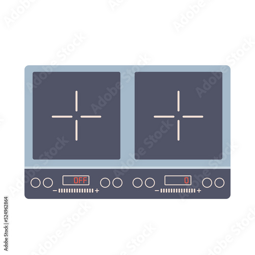 Induction stove cooker in flat design style vector