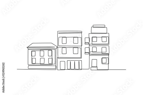 Single one line drawing apartment building in modern city. Home architecture property concept. Continuous line draw design graphic vector illustration.