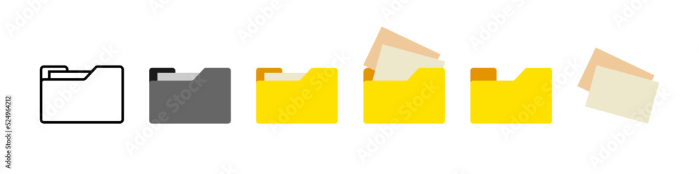 Folder with documents icon set. Vector illustration isolated on white background. Folder with documents icon set. Vector illustration isolated on white background.