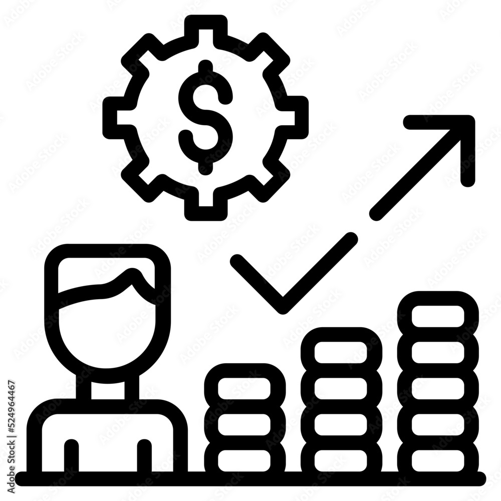 A linear icon of business growth A linear icon of business growth