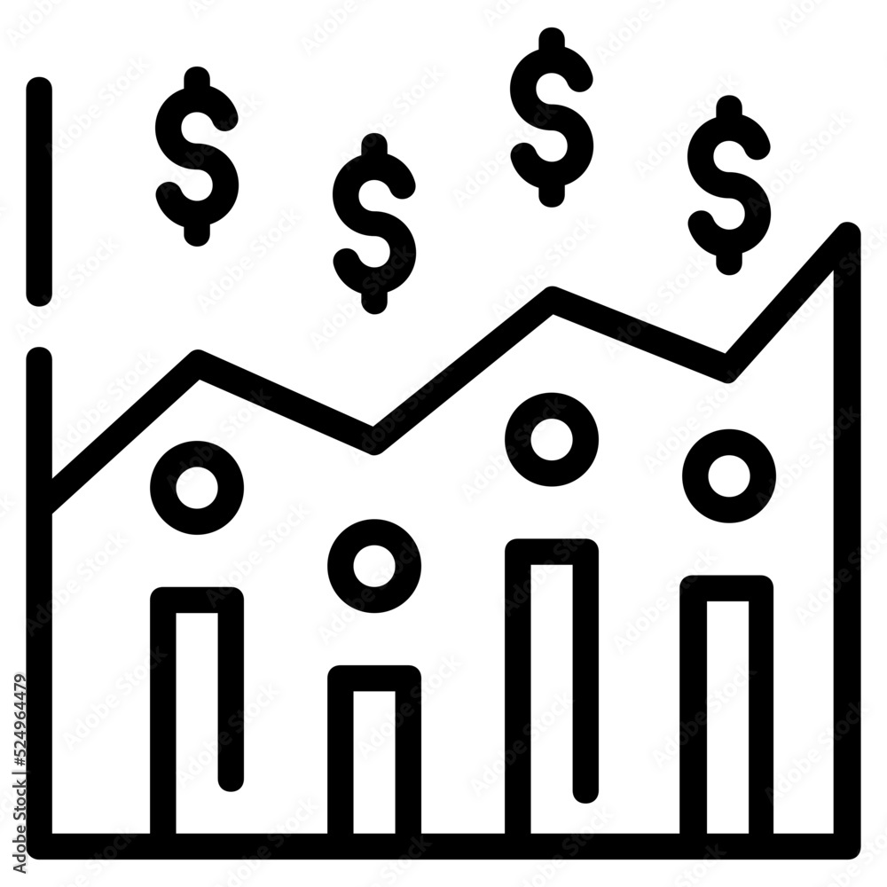 A linear icon of business growth A linear icon of business growth