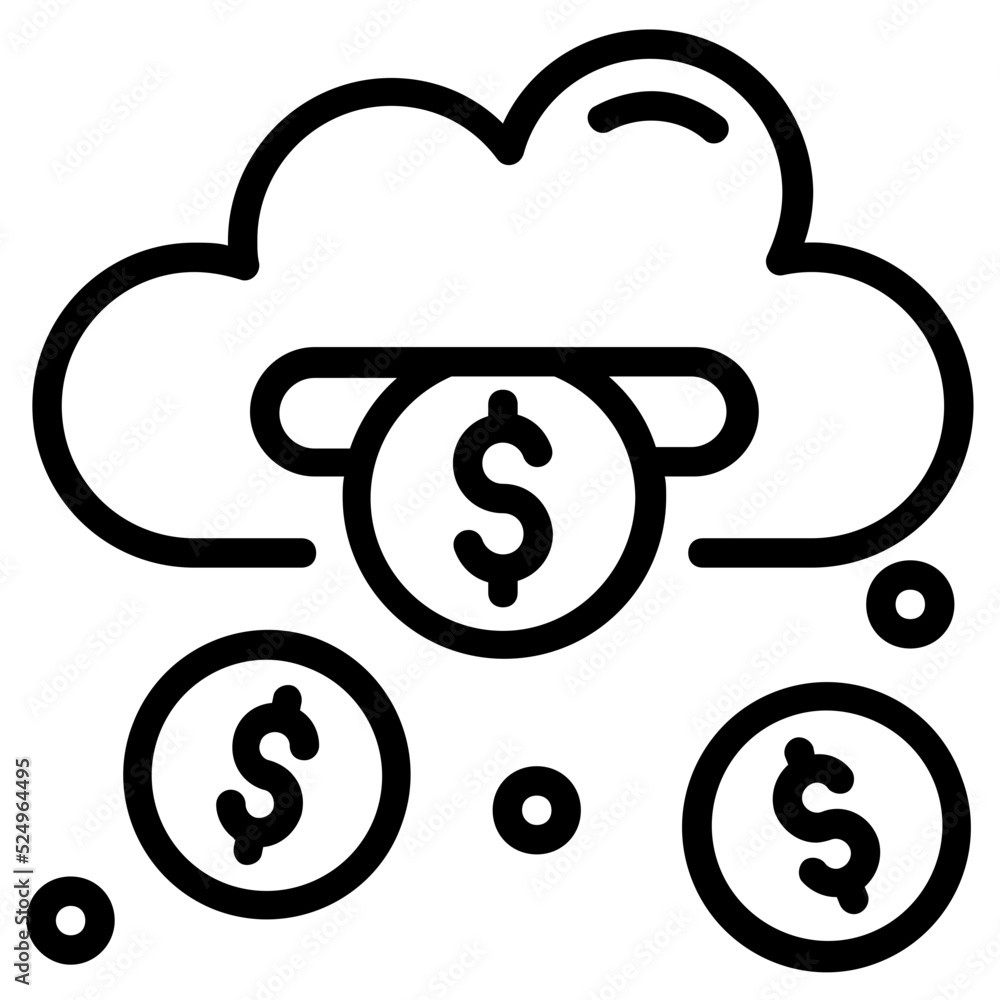 A line icon denoting cloud earnings A line icon denoting cloud earnings