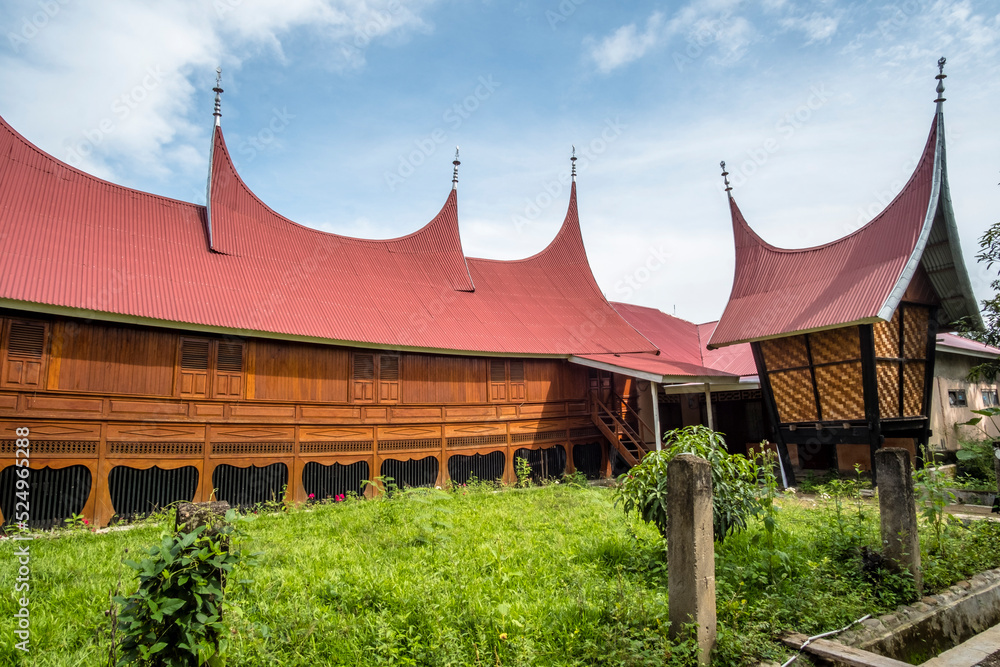 One of long traditional Minangkabaunese house called Rumah Gadang with ...