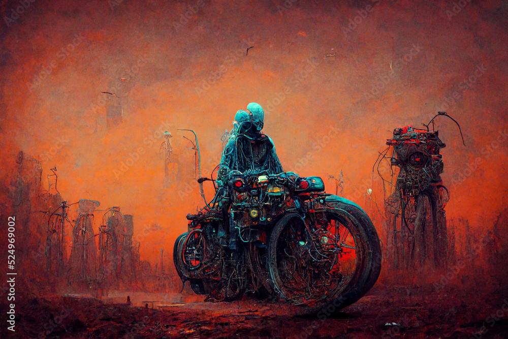 nuclear world, person riding a motorcycle
