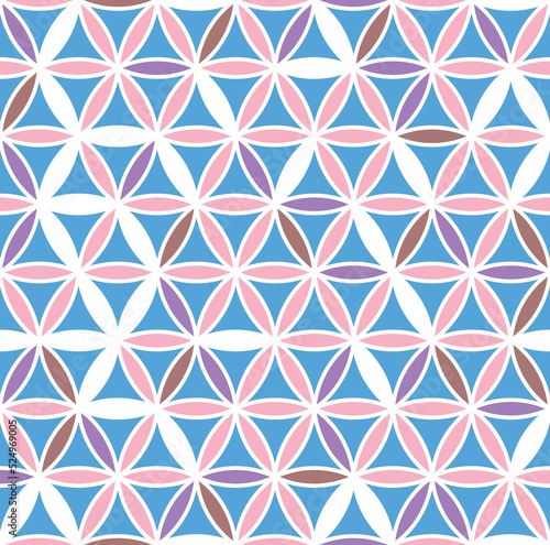 Japanese Cute Petal Hexagon Vector Seamless Pattern