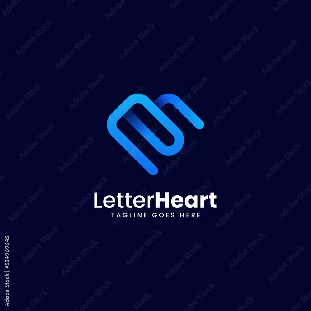 Vector Logo Illustration Letter Heart Line Art Gradient Style. Vector Logo Illustration Letter Heart Line Art Gradient Style.