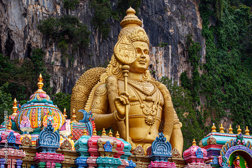 Big Hindu god statue of Murugan at Batu Caves Hindu Temple landmark and famous place in, Malaysia photo