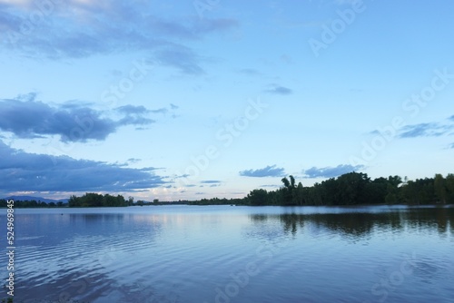 lake, sky and clouds in the evening before sunset