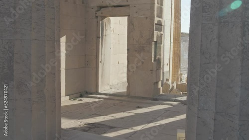 Sunlight shines through the pillars of the Propylaea photo