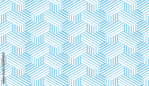 Abstract geometric pattern with stripes, lines. Seamless vector background. White and blue ornament. Simple lattice graphic design