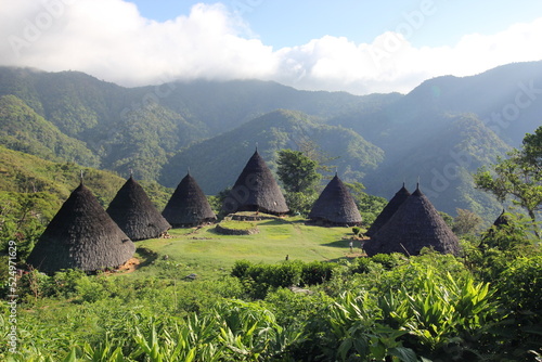 Wae Rebo village, Wae Rebo is an old Manggaraian village, situated in the pleasant, isolated mountain scenery. Feels fresh air and see the beautiful moment in Flores, Indonesia
 photo