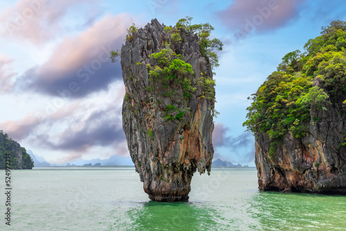 James Bond Island Phuket Thailand. Lovely rock in the middle of the ocean surrounded by mountains