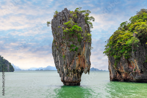 James Bond Island Phuket Thailand. Lovely rock in the middle of the ocean surrounded by mountains © Elias Bitar