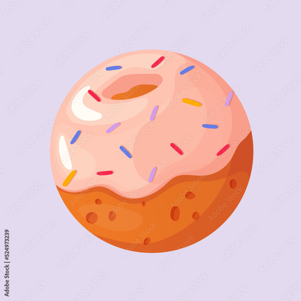 round doughnut in cartoon style. game interface round doughnut in cartoon style. game interface