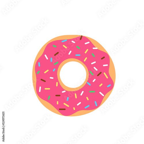 Donut vector Circle donuts with colorful holes covered in delicious chocolate. © anuwat