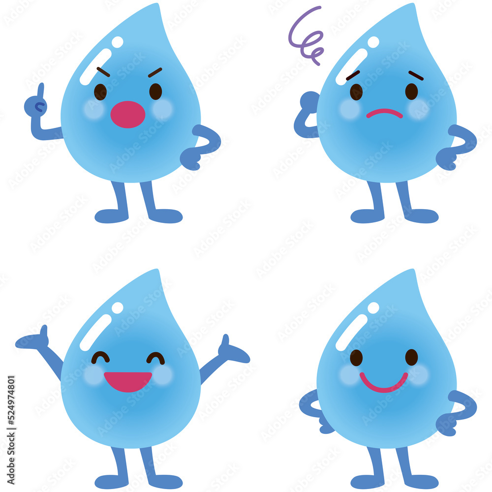 Obraz premium 水滴のキャラクター 水道 水 環境