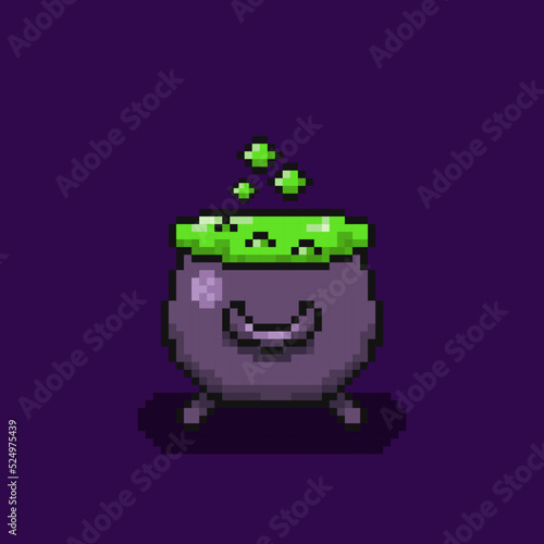 pixel art magic cauldron halloween