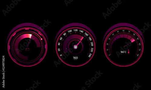 Futuristic car speedometer gauge dial