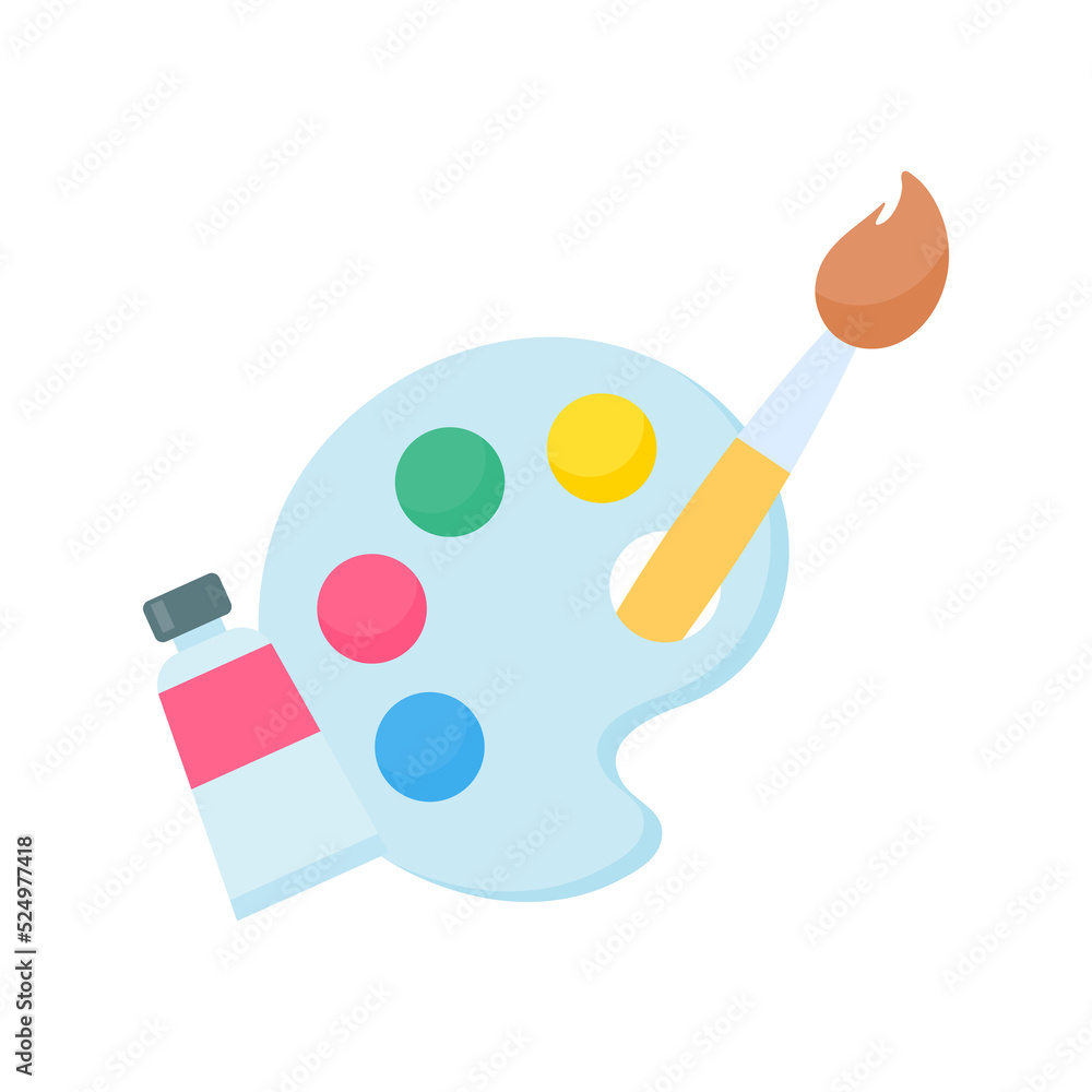 A set of brush heads and paint buckets for creating art from the artist's creativity. A set of brush heads and paint buckets for creating art from the artist's creativity.