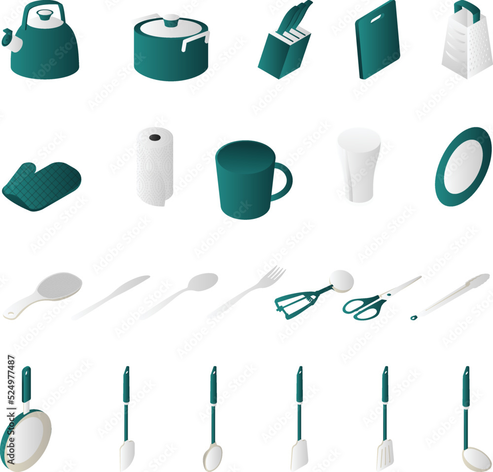 Obraz premium Isometric Kitchen Items