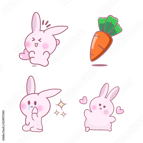 illustration vector graphic of bunny Cute Kawaii Isolated objects vector children book illustration Editorial perfect for toys