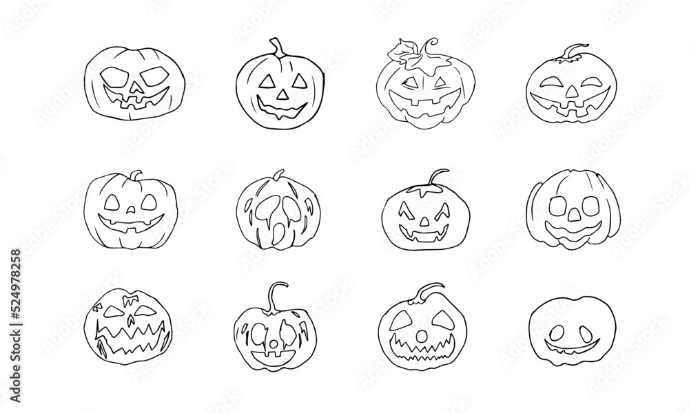 Halloween pumpkin icon set