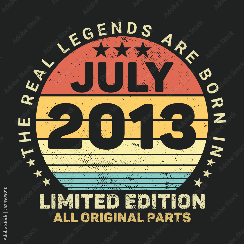 The Real Legends Are Born In July 2013, Birthday gifts for women or men, Vintage birthday shirts for wives or husbands, anniversary T-shirts for sisters or brother